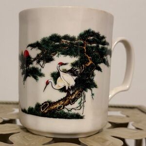 CK Chuan Kuo New Bone China Mug - Asian Crane & Pine Tree